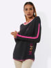 creation L Modal-Baumwoll-Pullover in schwarz-fuchsia