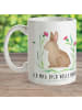 Mr. & Mrs. Panda Kindertasse Hase Sitzen mit Spruch in Weiß