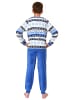 NORMANN Kinde langarm Schlafanzug Pyjama Bündchen Norweger Coralfleece in blau