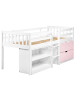 Beliani Kinderbett SUSVILLE in Weiß/Rosa - (W) 97 x (H) 99 x (L) 207 cm