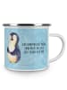 Mr. & Mrs. Panda Camping Emaille Tasse Pinguin Diät mit Spruch in Eisblau