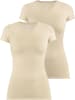Janice 2 x Figurbetontes T-Shirt mit V-Ausschnitt Siena in Beige