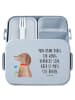 Mr. & Mrs. Panda Brotbüchse Hund Blume Motiv mit Spruch in Blau Pastell