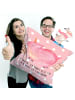Mr. & Mrs. Panda Sofakissen Einhorn Schwein mit Spruch in Rot Pastell