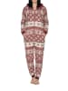 NORMANN Schlafanzug Jumpsuit Overall Norwegeroptik Coralfleece in rot