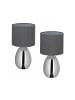 relaxdays 2 x Nachttischlampe in Silber - (H)33,5 x Ø 18 cm