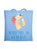 Mr. & Mrs. Panda Tote Bag Schulanfang Einzigartig mit Spruch in Sky Blue