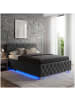 tectake Komfortbett mit LED-Leisten & Stauraum - Samtoptik mit Steppmuster