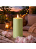 MARELIDA LED Solar Kerze Outdoorkerze mit Sensor 7x15cm in grün