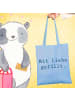 Mr. & Mrs. Panda Einkaufstasche Spruch Tragetasche Liebe mit Spruch in Sky Blue