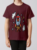 wat? Apparel T-Shirt Illustration Rakete in Weinrot