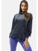 enflame Langer Kapuzen Pullover Oversized Hoodie Kleid Velours Sweatshirt in Navy