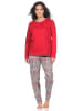 NORMANN Schlafanzug Pyjama langarm Ethnolook - 88781 in rot