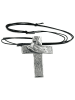 Gallay Kette 77x53mm Zinn-Anhänger Kreuz mit Tuch 110cm in silber