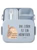 Mr. & Mrs. Panda Bento Box Eule Federschmuck Motiv mit Spruch in Blau Pastell