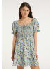 myMo Damen Sommerkleid in Hellblau Mehrfarbig