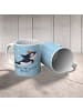 Mr. & Mrs. Panda Tasse Orca Zylinder mit Spruch in Blau Pastell