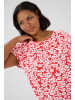KAFFE curve Kurzarm-Bluse KCbella Loose fit in True Red/Chalk Flower Print
