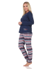 NORMANN Normann Damen langarm Schlafanzug Pyjama in wunderschöner Optik - 88767 in navy