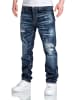 Amaci&Sons Regular Fit Destroyed Jeans KANSAS in Dunkelblau (Patches)