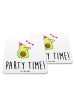 Mr. & Mrs. Panda Gläseruntersetzer Avocado Party Zeit mit Spruch in Weiß