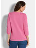 GOLDNER Kurzgröße:  Halbarm Baumwollpullover mit Struktur in pink