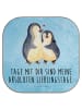 Mr. & Mrs. Panda Tischuntersetzer Pinguin umarmen mit Spruch in Eisblau