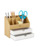 relaxdays Schreibtisch Organizer in Natur/Weiß - (B)24 x (H)19 x (T)14 cm
