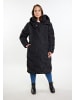 Usha Damen Langer Steppmantel in Schwarz