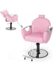 COSTWAY Friseurstuhl höhenverstellbar drehbar mit Kopfstütze in Rosa