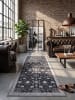 KADIMA DESIGN Teppich Kurzflor VERNANTE waschbar Orient Diele in Schwarz-Creme-Grau