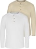 normani 2er Set Herren Langarm Shirts aus Bio-Baumwolle Neuville in Beige/Weiß
