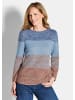 GOLDNER Kurzgröße:  Strickpullover Langarm Blockstreifenpullover, Melange in hellblau / camel / gemustert
