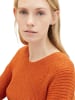 Tom Tailor Strickpullover Ripp Knit V-Neck Pullover in Orange