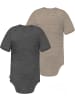 Normani Outdoor Sports 2er Set Baby Merino Body Kurzarm Tauranga in Anthrazit/Beige