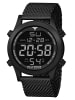 KHS Herren-Digitaluhr Platoon Schwarz mit Mesh-Armband