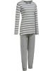 Erwin Müller Single-Jersey Schlafanzug in grau meliert/weiß