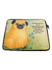 Mr. & Mrs. Panda Laptop Tasche Mops Design mit Spruch in Weiß