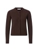 Rich & Royal Crew Neck Cash Long Sleeve Cardigan in Chocolate Torte