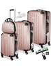 tectake Hartschalenkoffer-Set 9-teilig mit Kofferwaage und TSA-Zahlenschloss