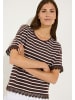 More & More lockeres Streifenshirt mit Spitzenkante in stripe chocolate/white