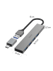 Hama USB-Hub 4 Ports, Ultra Slim, inkl. USB-C-Adapter