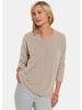 GOLDNER Kurzgröße:  Basicpullover mit V-Ausschnitt in sand