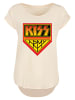 F4NT4STIC Long Cut T-Shirt Kiss Rock Band Army Logo in Whitesand
