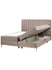 Beliani Boxspring Bett OFFICER in Beige/Braun - (W) 185 x (H) 123 x (L) 211 cm