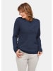 GOLDNER Kurzgröße:  Eleganter Glanzpullover, Ajourmuster in marine