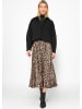 SASSYCLASSY Midi Rock mit Leo-Print in Braun