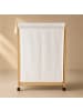 NUXIO Wäschekorb aus Bambus mit Rollen in Beige, (B) 28 x (H) 80 x (L) 55 cm