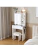 ABRIHOME Schminktisch in Weiß mit LED Spiegel Steckdose Hocker 60x36x136 cm