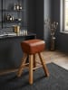 KADIMA DESIGN Barhocker | Mango/Echtleder, 43x75x43cm, Turnbock